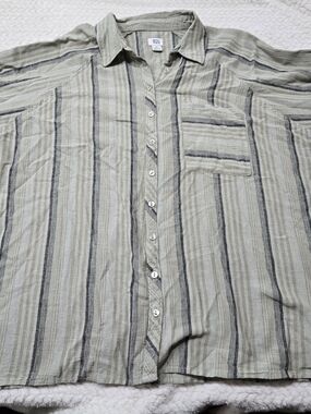 BDG Urban Outfitters Women's Striped Oversized Button Down Cotton Flax Sz Medium